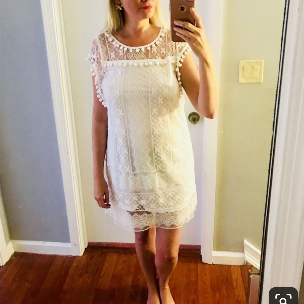 White lace and Pom-Pom dress
